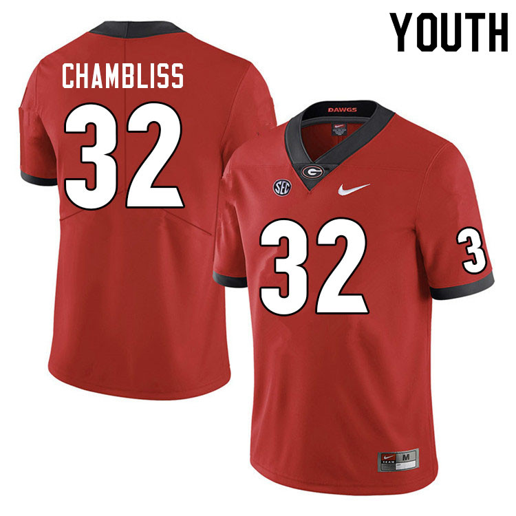 Youth #32 Chaz Chambliss Georgia Bulldogs College Football Jerseys Sale-Red